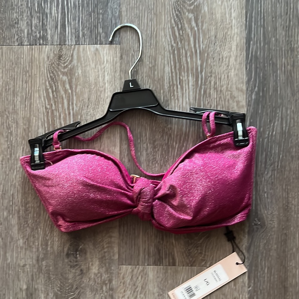 NWT BCBG berry sparkle bikini top removable straps strapless purple L - Picture 6 of 6